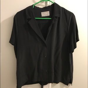 Everlane Silk Notch Collar Short Sleeve Shirt